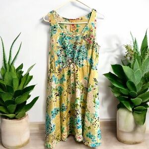 Johnny Was 100% Silk Floral Unlined Slip Dress in Small
